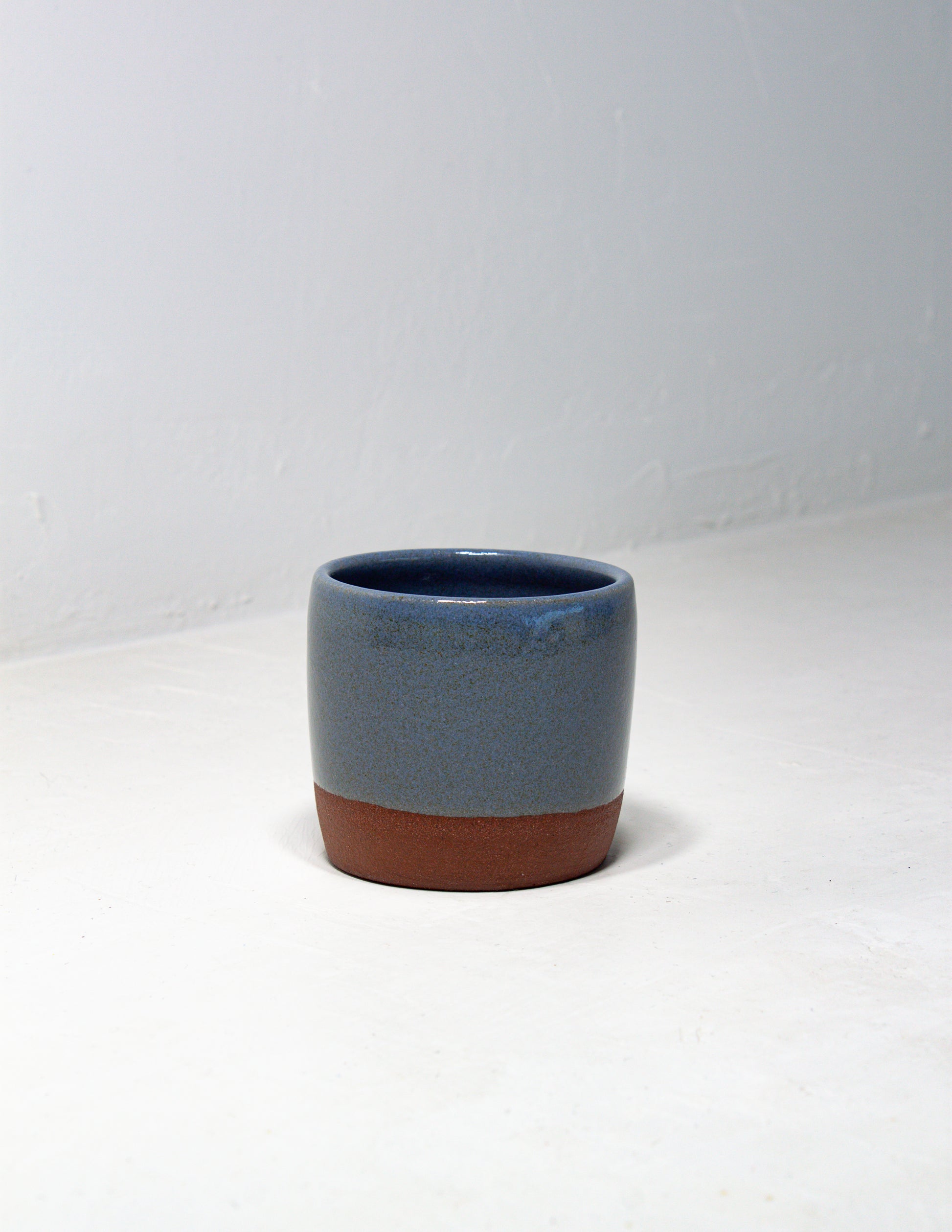 hand thrown salt cellar glazed in blue