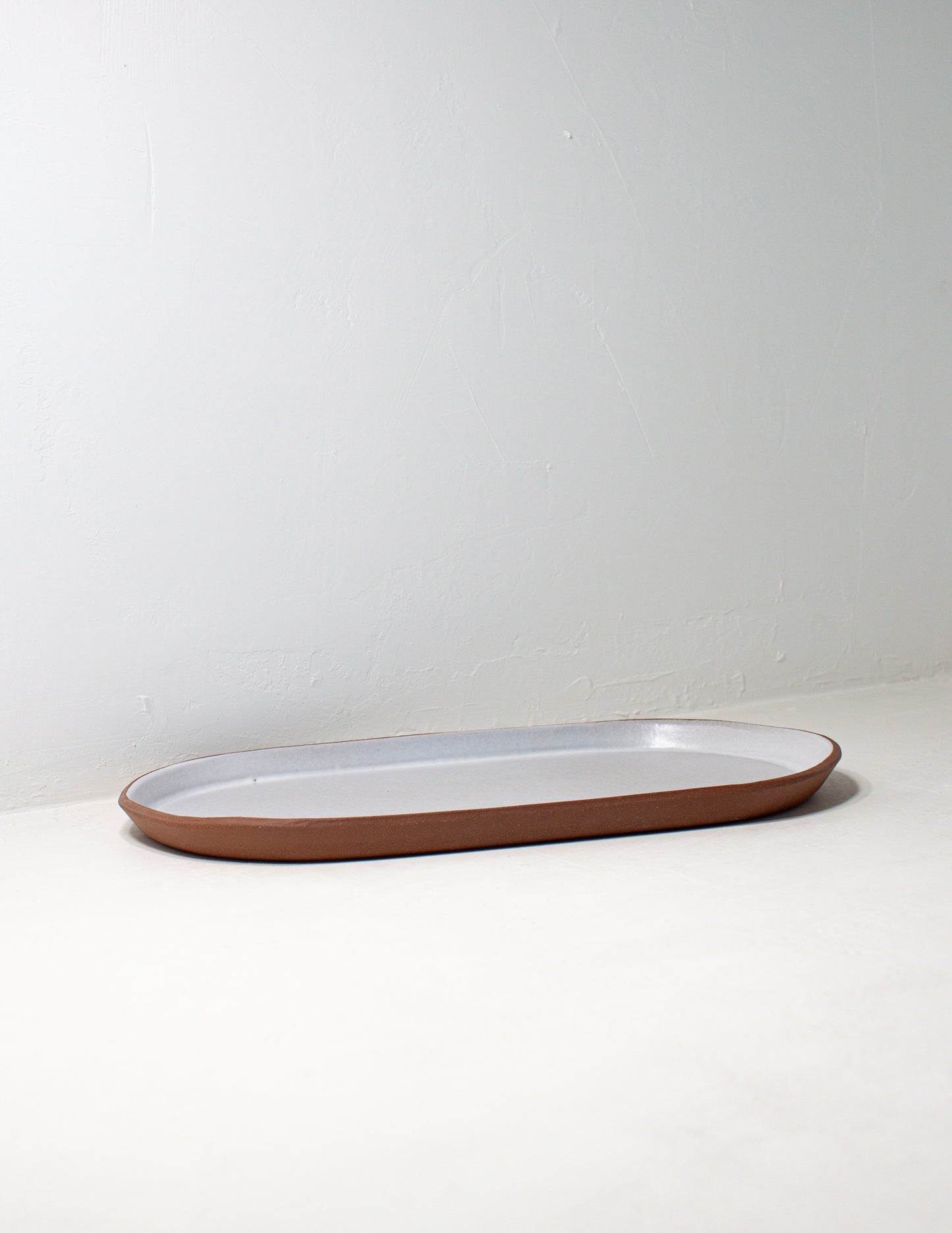 handmade ceramic serving platter glazed in white