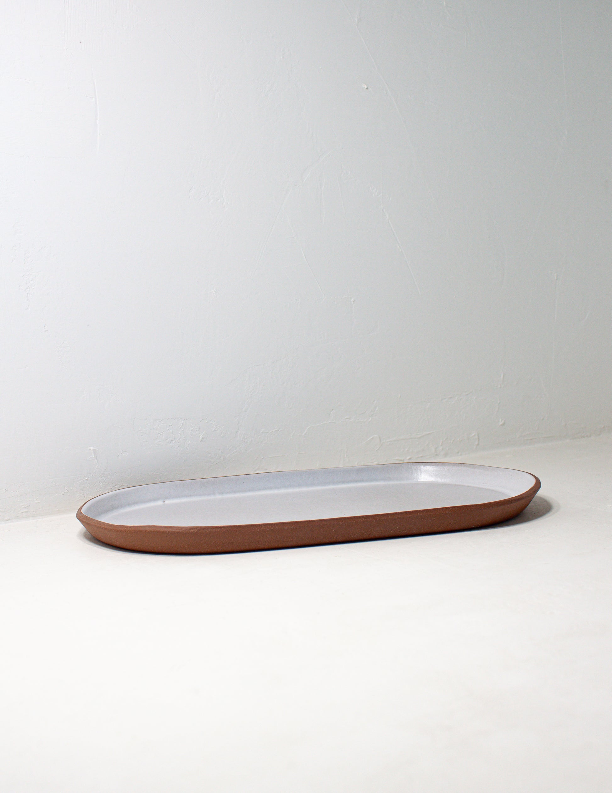 handmade ceramic serving platter glazed in white