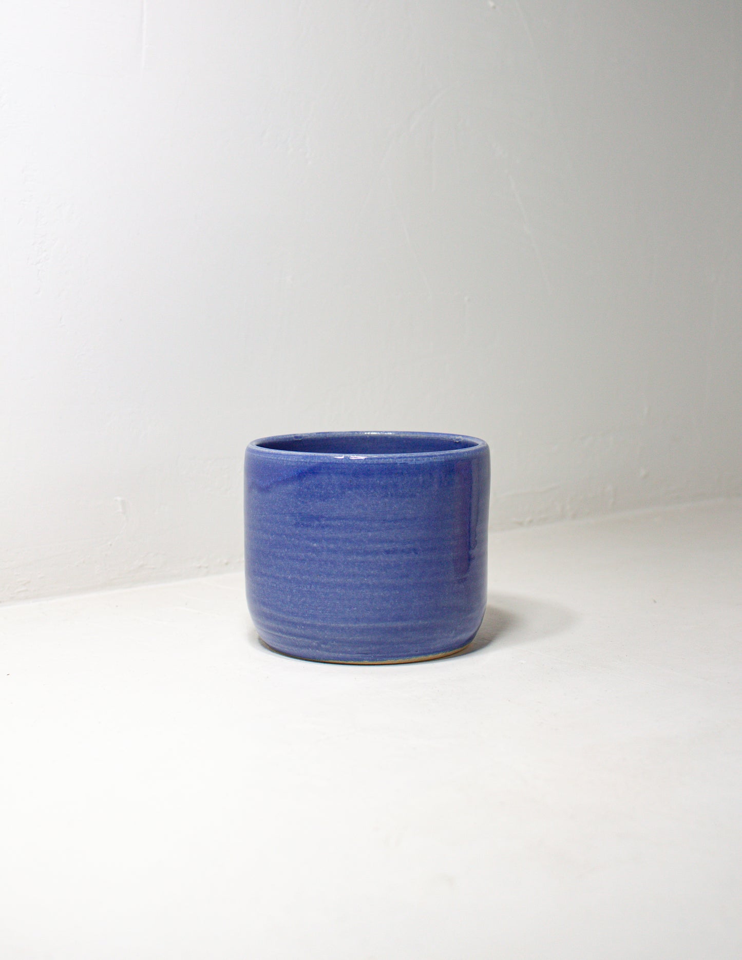 hand thrown planter in blue