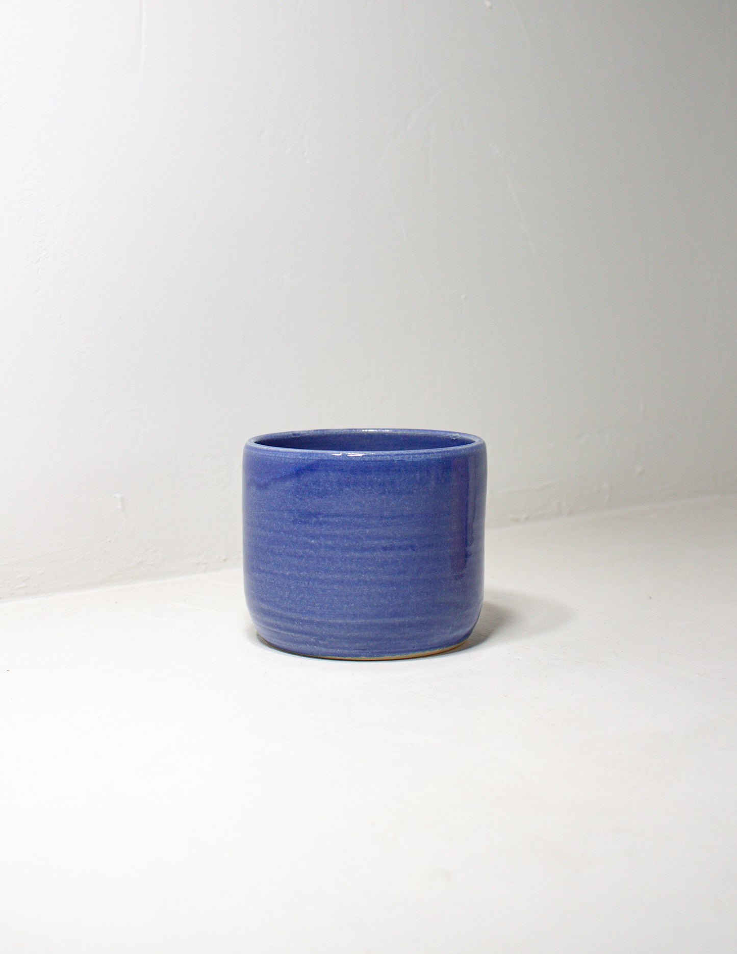 hand thrown planter in blue