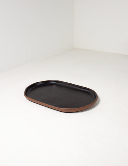 handmade serving platter in black glaze