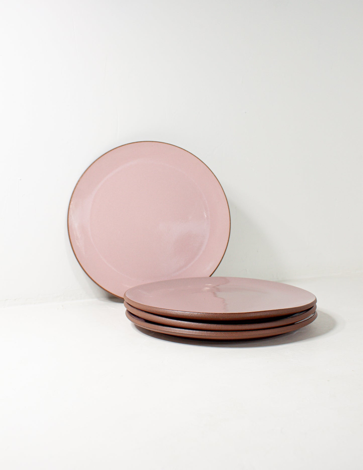 pink hand thrown ceramic salad plate