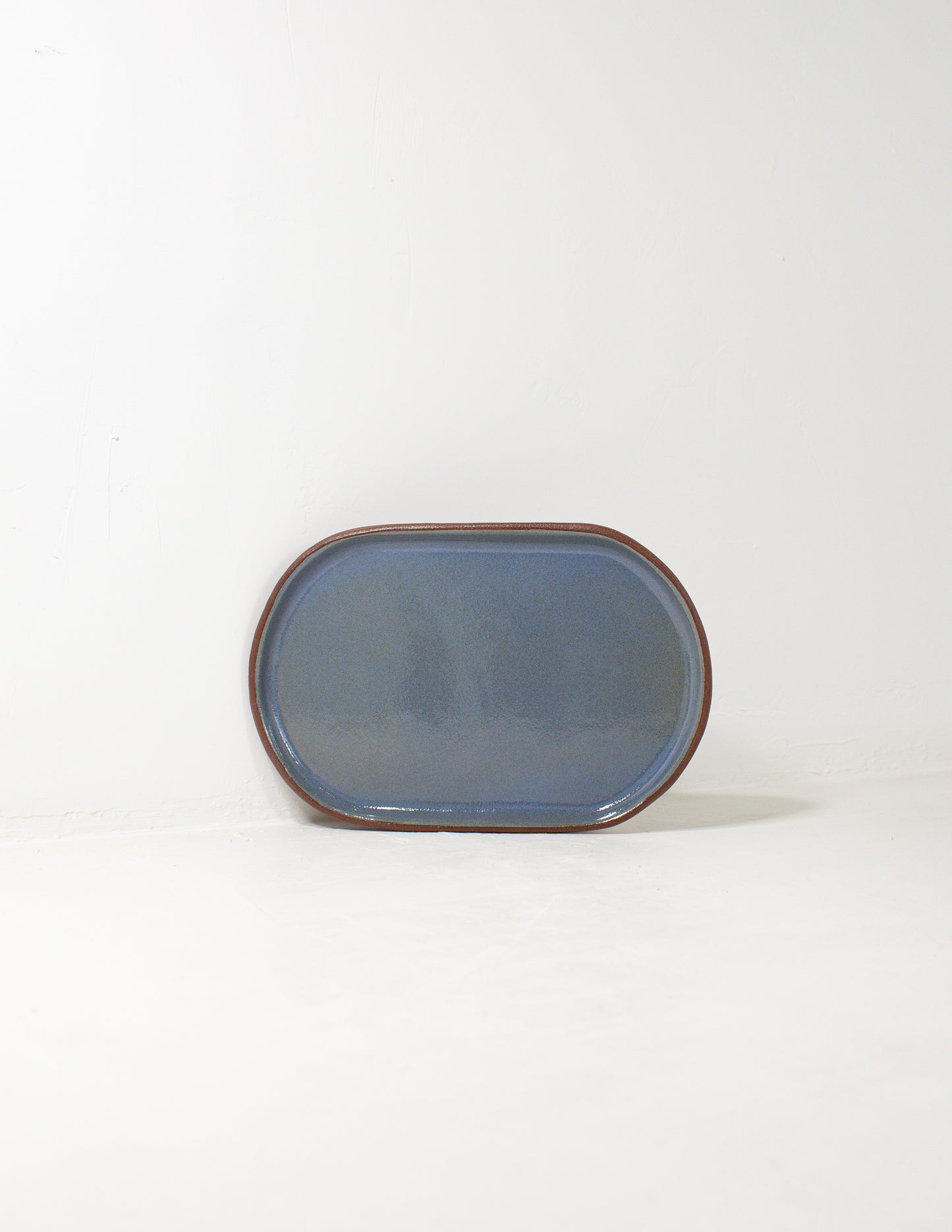 small blue handmade ceramic serving tray