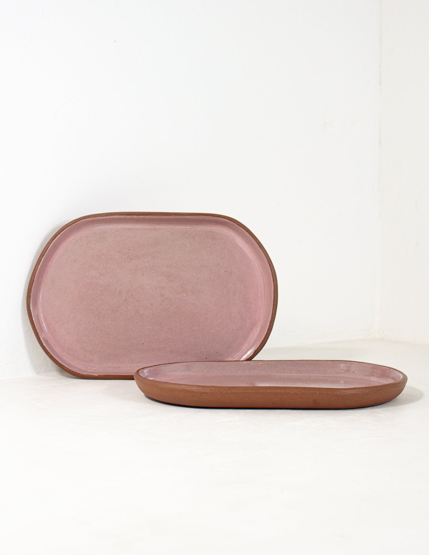 Small handmade serving platter with modern straight-sided form