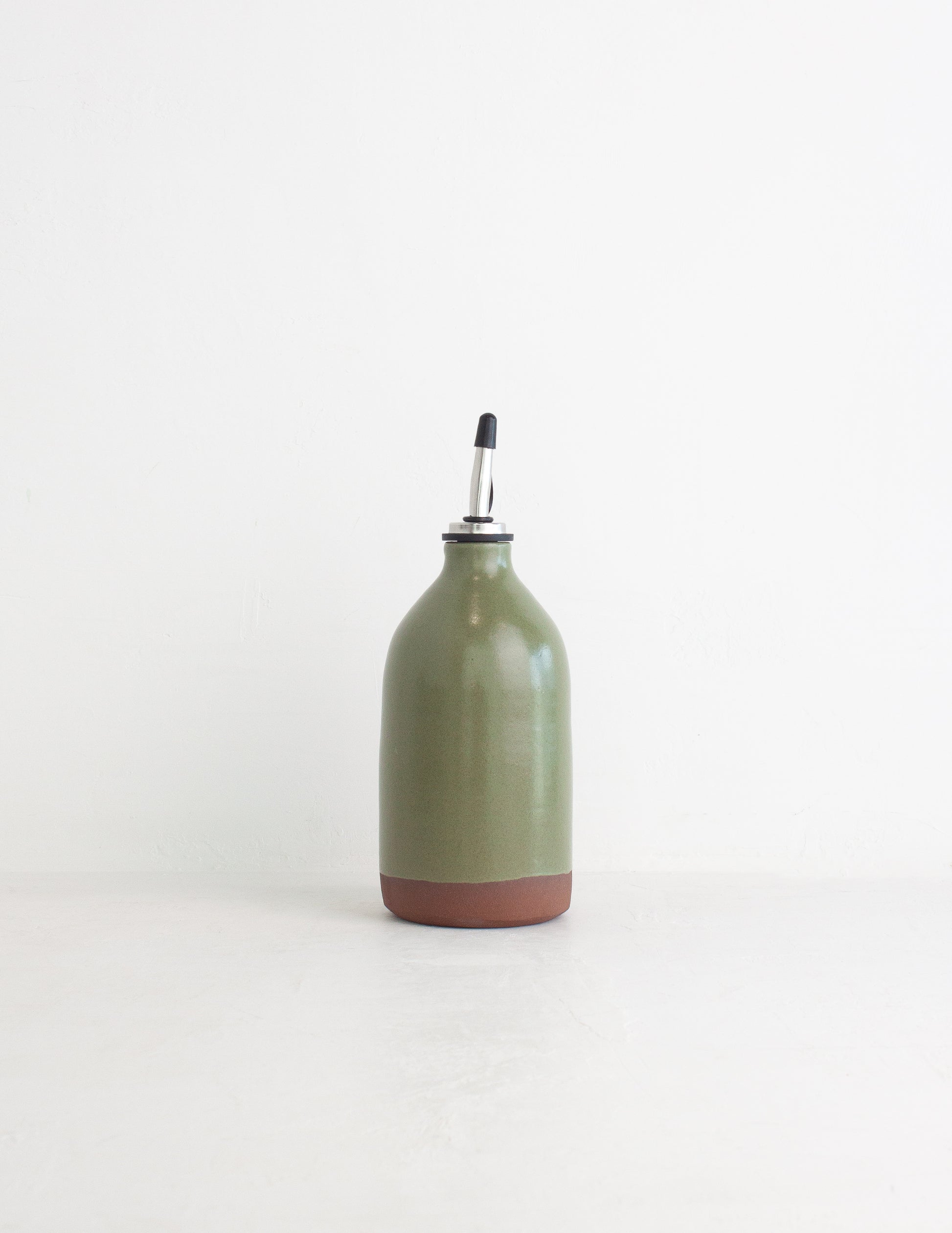 Green handmade oil cruet