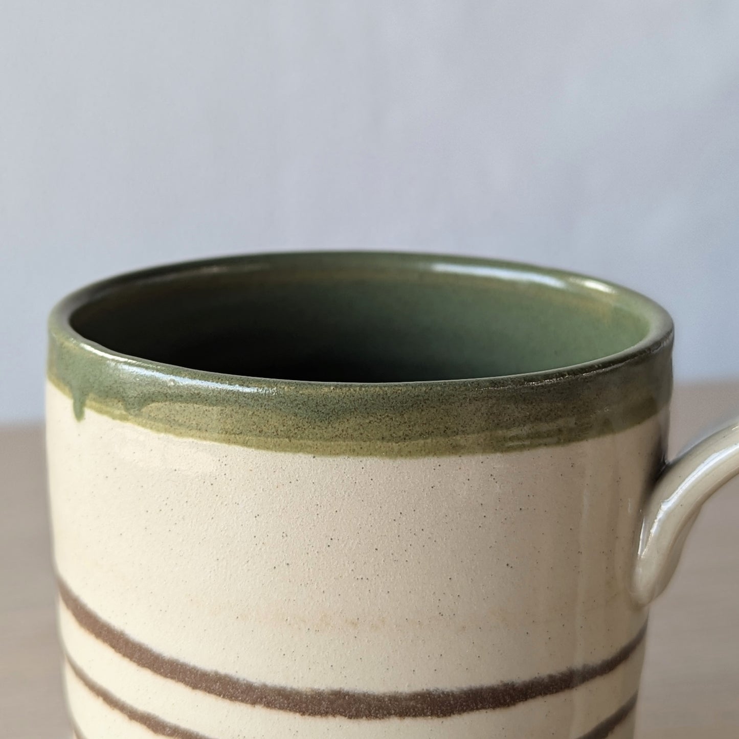 marbled hand thrown handmade mug moss green olive