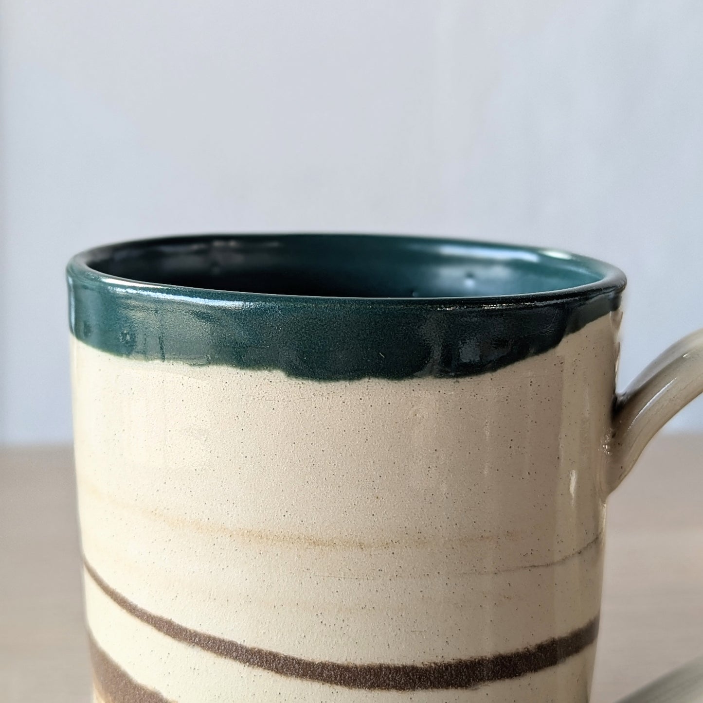 marbled hand thrown handmade mug peacock teal emerald green