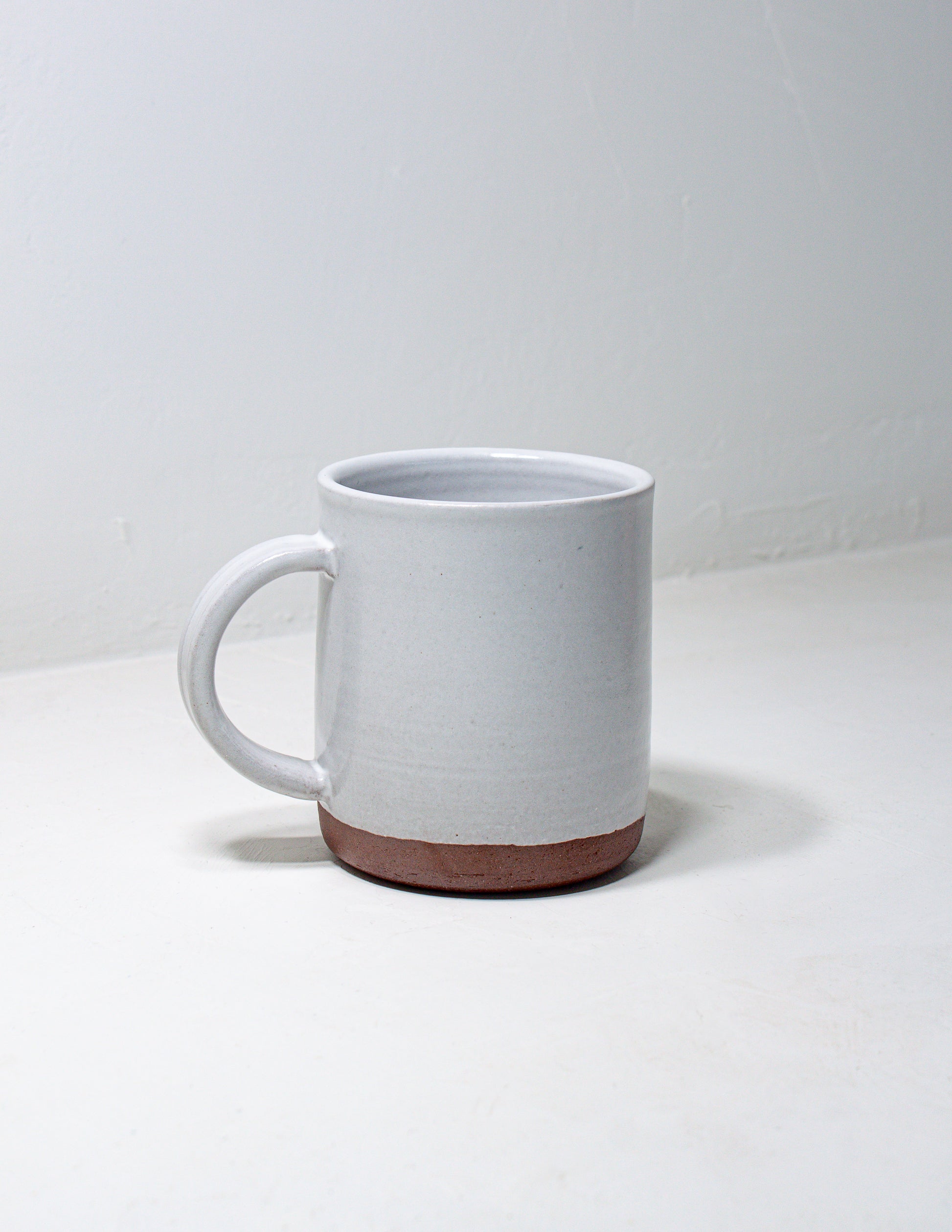mid century modern coffee mug handmade and glazed in white