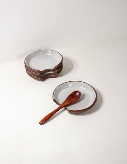 handmade spoon rest in white glaze