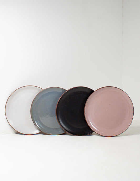 set of 4 handmade salad plates glazed in 4 different colors