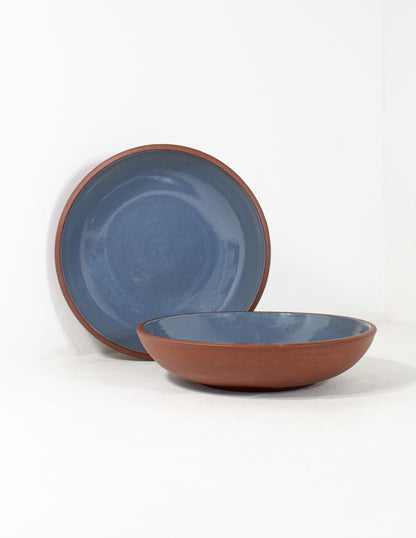 restaurant quality pasta bowls in blue glaze