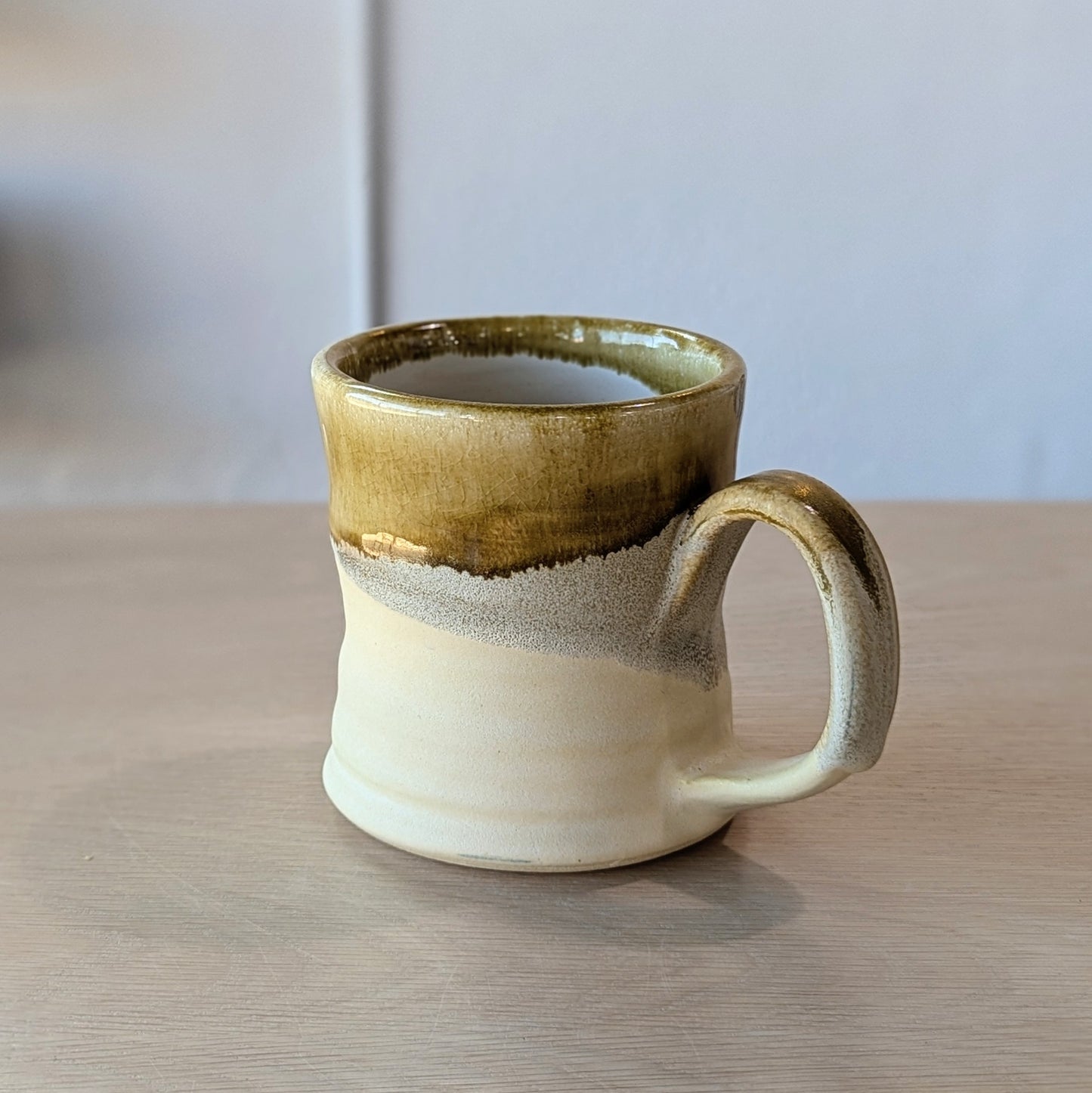 handmade hand thrown gold sand mug