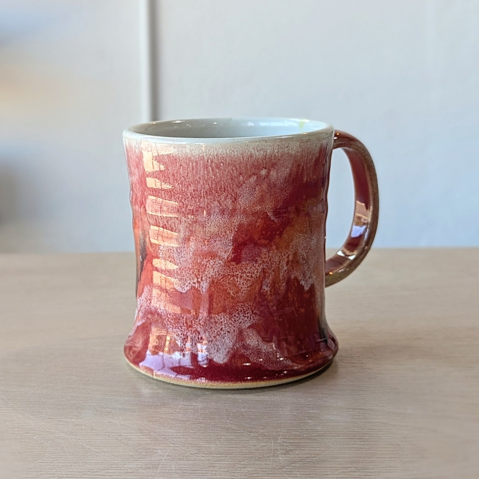 handmade hand thrown ceramic mug red