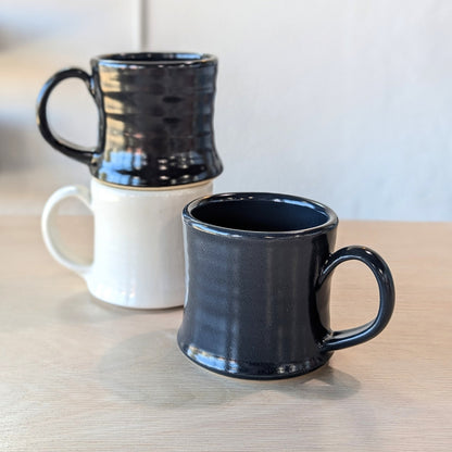 handmade ceramic mugs white navy black