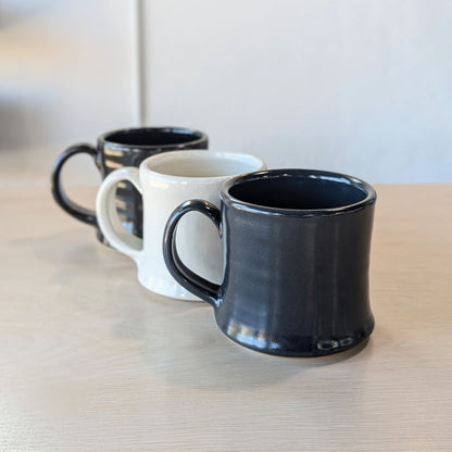 handmade ceramic mugs white navy black