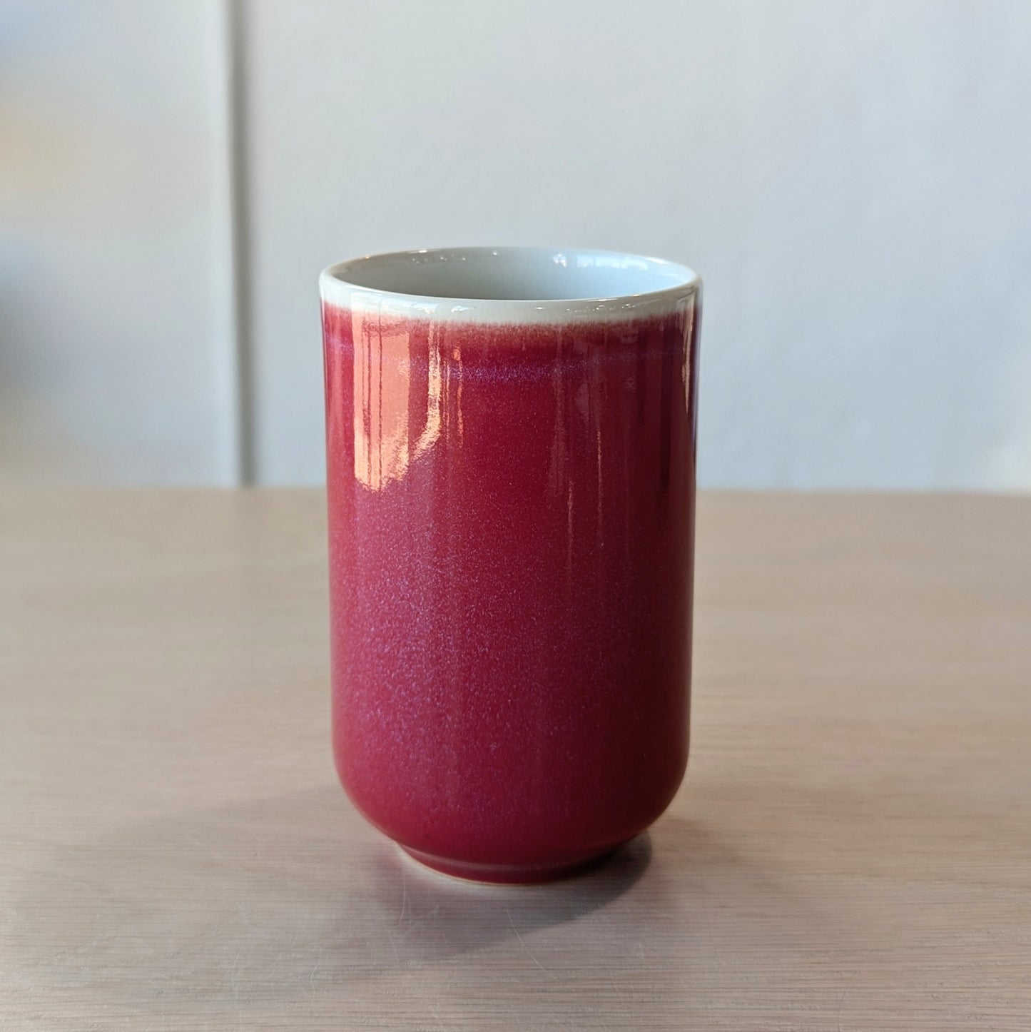 red handmade ceramic cup yunomi