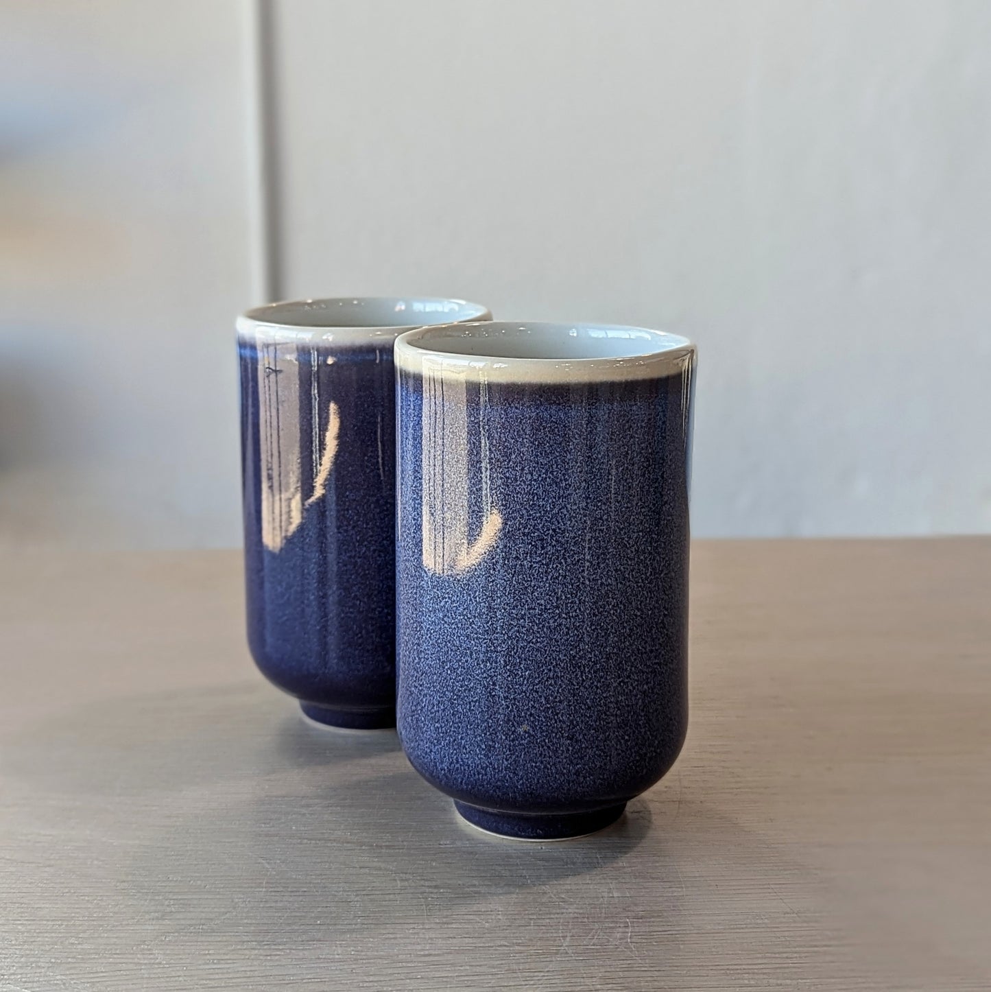 purple indigo handmade ceramic cup yunomi