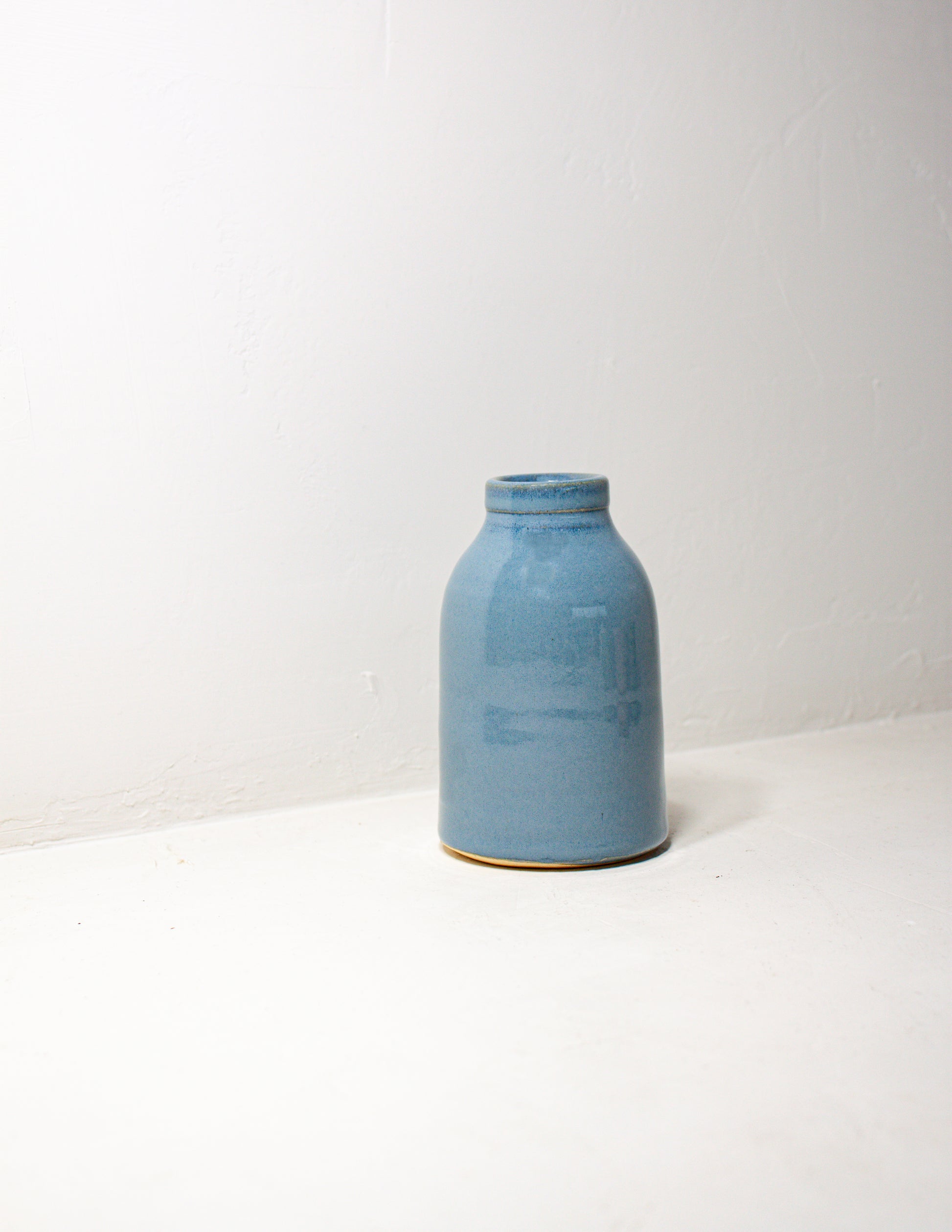 handthrown vase in blue