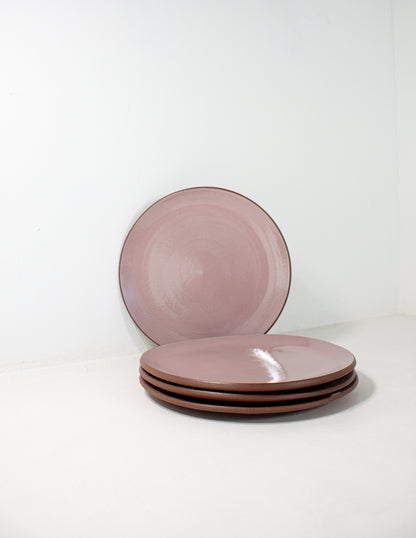hand thrown dinner plate in pink